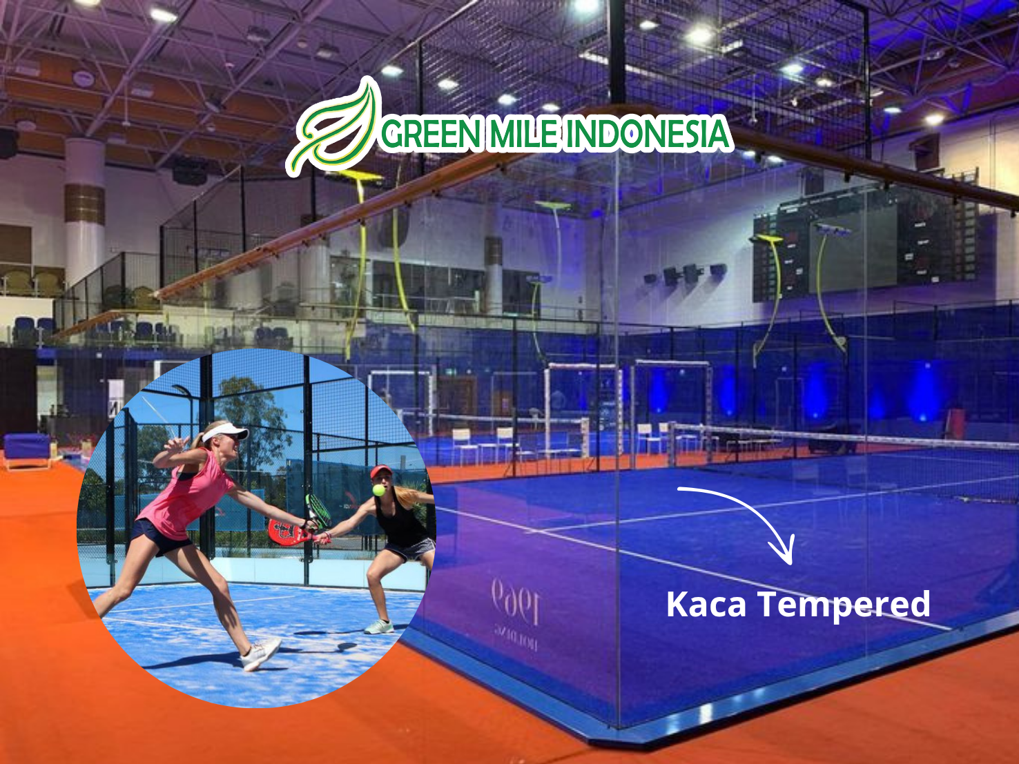 kaca tempered terdekat untuk lapangan padel